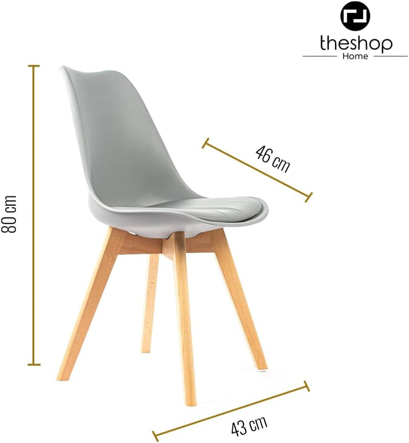 Habita The Shop Set de 4 Sillas Tipo Eames Minimalistas Gris