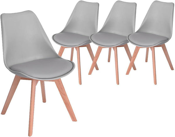 Habita The Shop Set de 4 Sillas Tipo Eames Minimalistas Gris