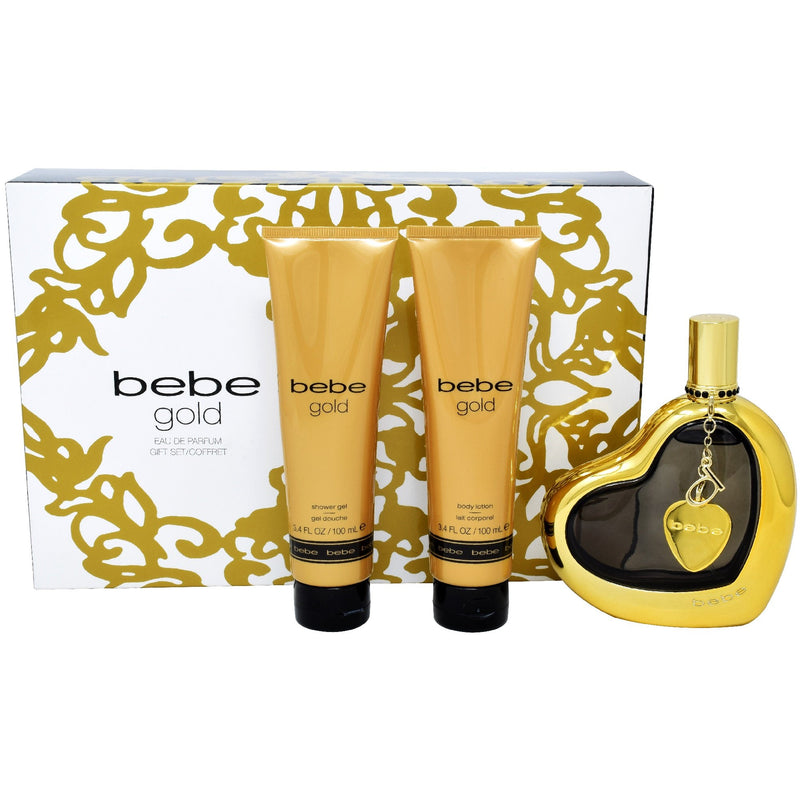 Set  Bebe Gold 3 Pzs 100 ml EDP Spray /Locion Corporal 100 ml / Gel De Ducha 100 ml