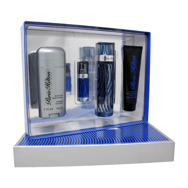 Set  Ph Paris Hilton Men 4Pz 100ml EDT Spray / Body Lotion 90ml / Miniatura 7.5 ml EDT Sp