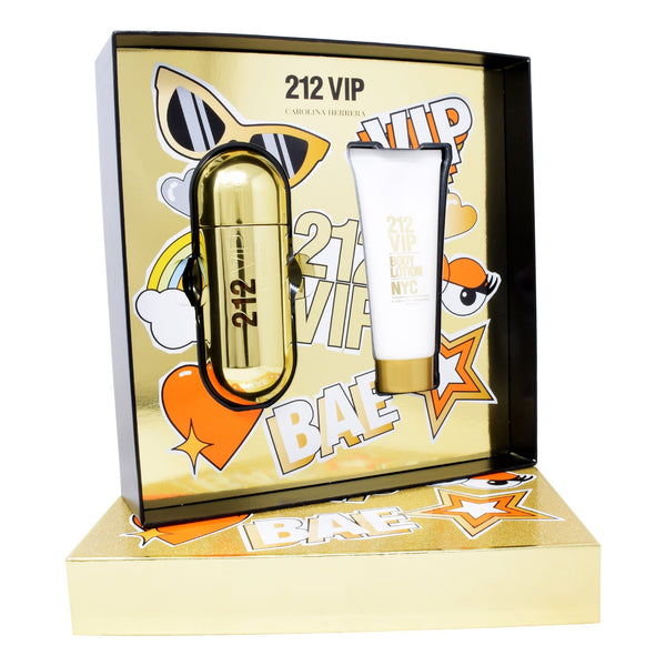 Set Carolina Herrera con 2 Piezas: 212 VIP 80ml EDP Spray y Body Lotion 100ml con Envío Gratis