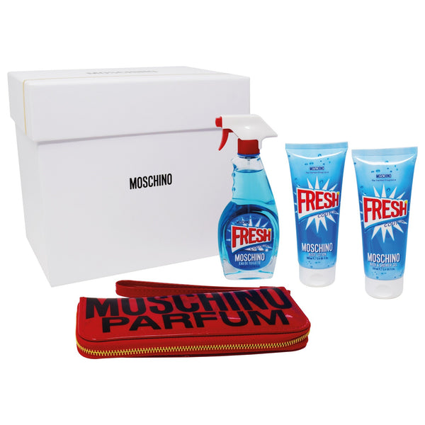 Set  Moschino Fresh Couture 4Pzs 100ml EDT Spray/ Shower Gel 100ml/ Body Lotion 100ml/ Manicure