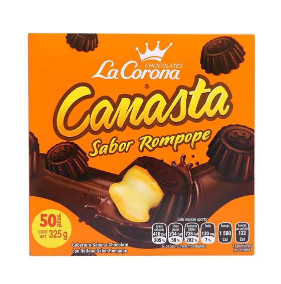 La Corona Chocolate Canasta con Rompope Paquete con 50 Piezas Envío Gratis a Todo México