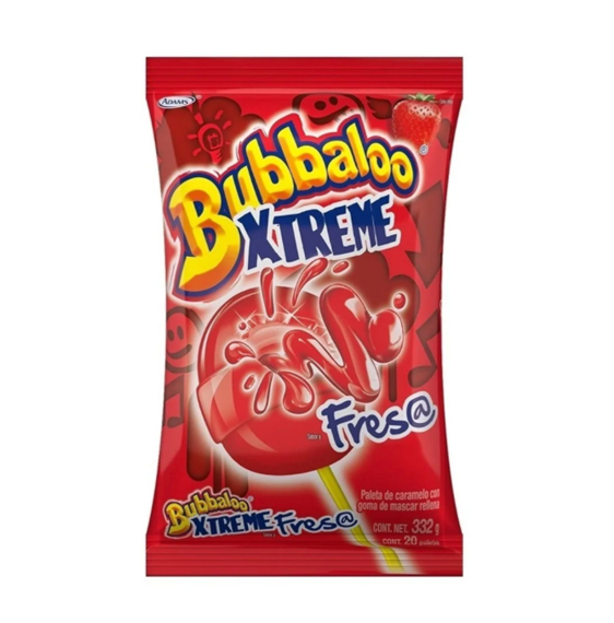 Bubbaloo Paleta Bubba Xtreme Fresa Bolsa con 20 Piezas Envío Gratis a Todo México