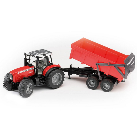 Bruder Remolque de Volquete Massey Ferguson 7480 2045 Rojo con Negro Envío Gratis a Todo México