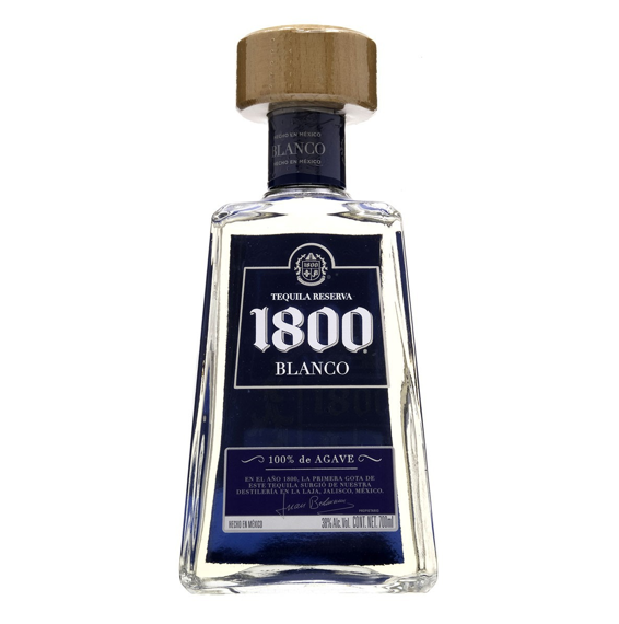 1800 Caja con 12 Piezas Tequila Blanco 100% Agave 700 ml