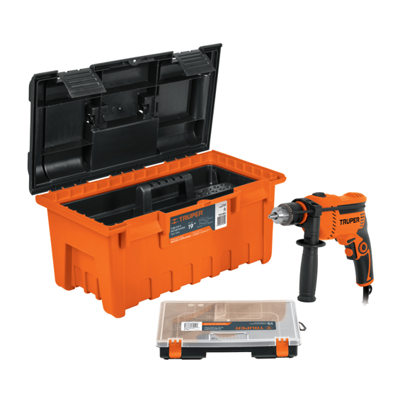 Truper Combo Rotomartillo ROTO-1/2A7, Caja de Herramientas CHA-19N y Organizador ORG-15 COMBO-100 Naranja con Negro Envío Gratis a Todo México