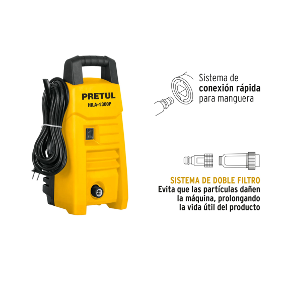 PRETUL Hidrolavadora Eléctrica  1300 PSI Negro con Amarillo