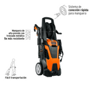 Truper Hidrolavadora Eléctrica 2000 PSI Motor de Inducción LAVA-2000T Negro con Naranja