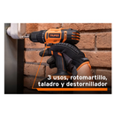 Truper Rotomartillo Inalámbrico, Batería Ion Litio 20 V, 1/2" ROTI-20A Negro con Naranja