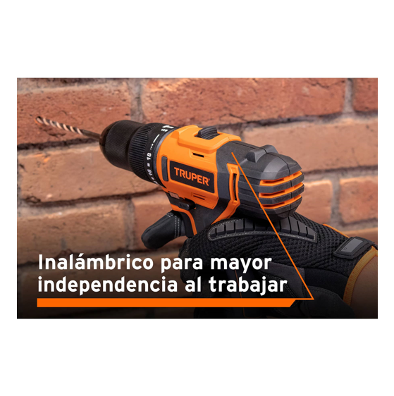 Truper Rotomartillo Inalámbrico, Batería Ion Litio 20 V, 1/2" ROTI-20A Negro con Naranja