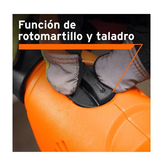 Truper Rotomartillo Profesional 1/2", 750 W7 ROTO-1/2A8 Negro con Naranja