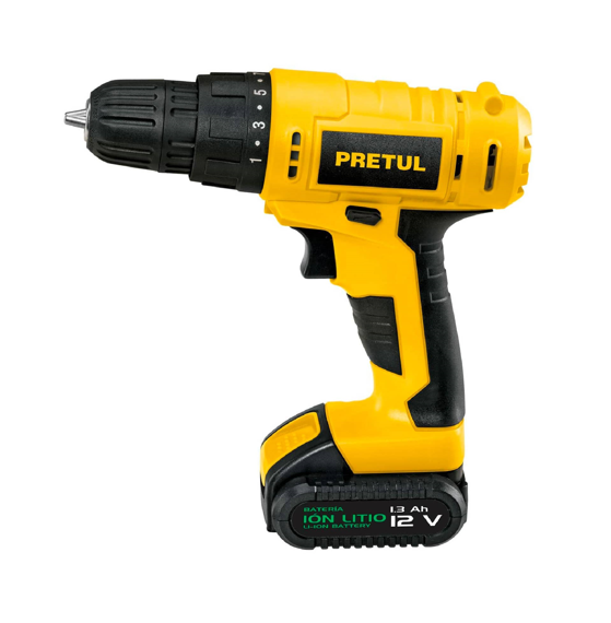 PRETUL Taladro inalámbrico 3/8", 12 V TALI-12P Amarillo con Negro