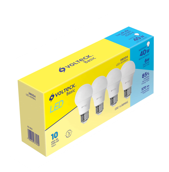 Volteck Multipack de 4 Lámparas LED Tipo Bulbo LED-40FBX4 6500 K