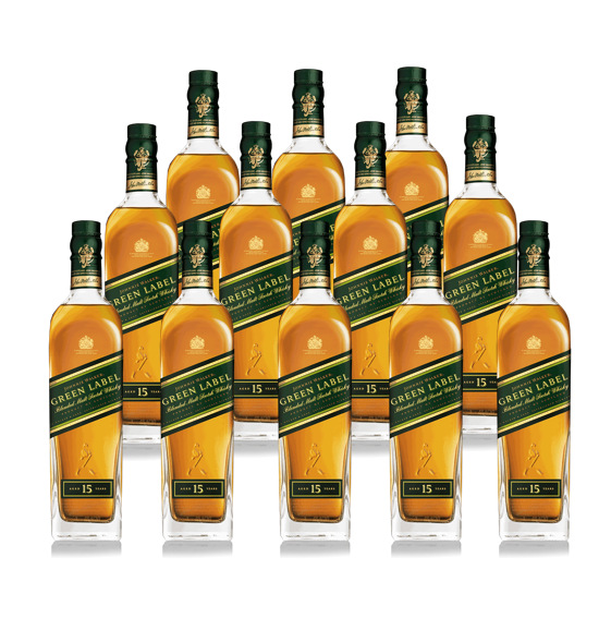 Johnnie Walker Caja con 12 Piezas Whisky Green Label 700 ml