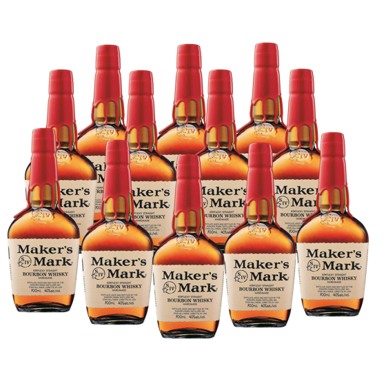 Bourbon Caja con 12 Piezas Whisky Maker's Mark 750 ml