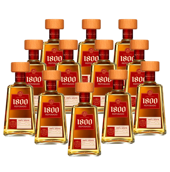 1800 Caja con 12 Piezas Tequila Reposado 700 ml