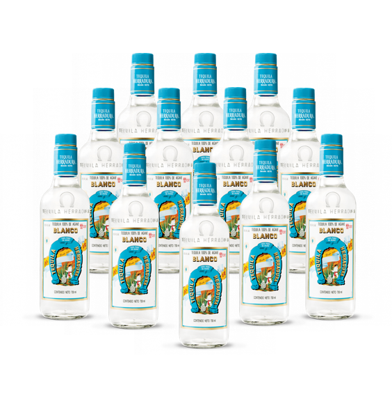 Herradura Caja con 12 Piezas Tequila Blanco 950 ml