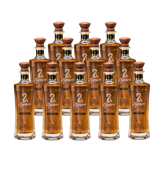 Zignum Caja con 12 Piezas Mezcal Añejo 750 ml