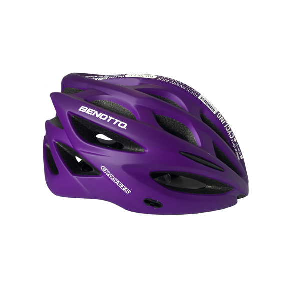 Benotto Kit para Mujer Bicicleta de Montaña KYRA R24 1V. Mujer Frenos ”V” Acero Azul/Blanco + Casco CROSTIS Morado + Luz Trasera USB Roja Envío Gratis a Todo México