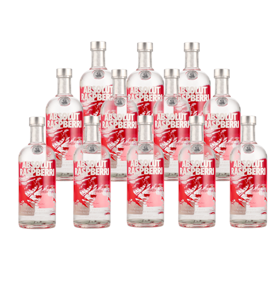 Absolut Caja de 12 Piezas Vodka Raspberri 750 ml