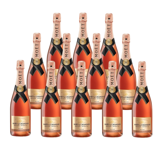 MOËT & CHANDON Caja con 12 Piezas Champagne Nectar Impérial Rose 750 ml