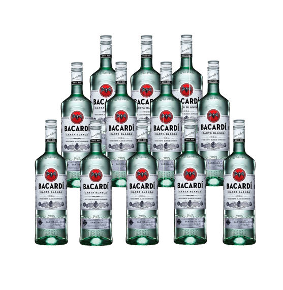 BACARDÍ Caja con 12 Piezas Ron Carta Blanca 980 ml