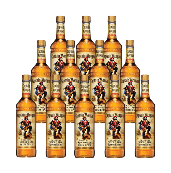 Captain Morgan Caja con 12 Piezas Ron Original Spiced 750 ml