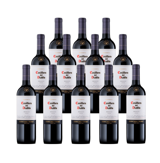 Concha y Toro Caja con 12 Piezas Vino Tinto Casillero del Diablo Merlot 750 ml