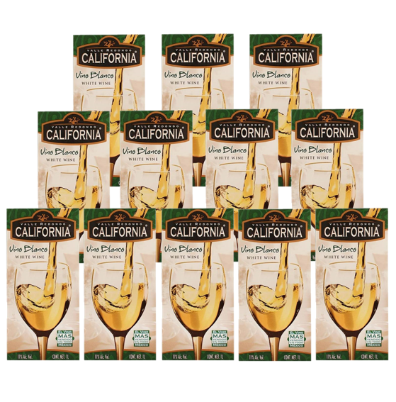 California Caja con 12 Piezas Vino Blanco Mexicano Brick 1000 ml