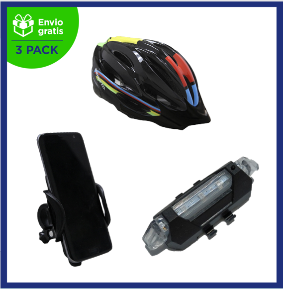 Benotto Kit Casco Montaña HW-1 Negro + Soporte para Smartphone Urbano Universal JY-530 + Luz Trasera USB Roja Envío Gratis a Todo México