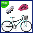 Benotto Kit Bicicleta para Mujer KYRA R26 1V F "V" Negro Aqua + Casco Benotto Montaña GIRO Rosa + Luz Trasera USB JH818B Blanca Envío Gratis a Todo México