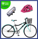 Benotto Kit Bicicleta para Mujer KYRA R26 1V F "V" Negro Aqua + Casco Benotto Montaña GIRO Rosa + Luz Trasera USB JH818B Roja Envío Gratis a Todo México