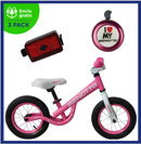 Benotto Kit Bicicleta Entrenadora para Niña PICCOLINA R12 Rosa Brillante/Blanco + Timbre BENOTTO 45A-01 ”I Love My BENOTTO” Rojo + Luz Trasera USB Roja Envío Gratis a Todo México