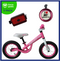 Benotto Kit Bicicleta Entrenadora para Niña PICCOLINA R12 Rosa Brillante/Blanco + Timbre BENOTTO 45A-01 ”I Love My BENOTTO” Rojo + Luz Trasera USB Roja Envío Gratis a Todo México