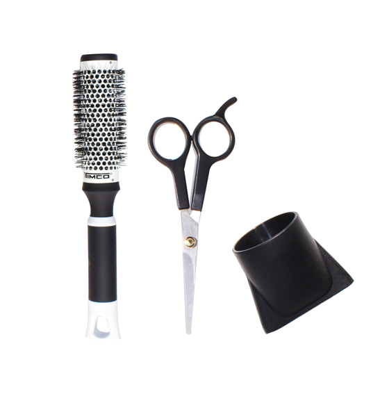 TIMCO Kit Secadora para Cabello Profesional + Tijeras + Cepillo Térmico PQSM-1800 Negra Envío Gratis a Todo México