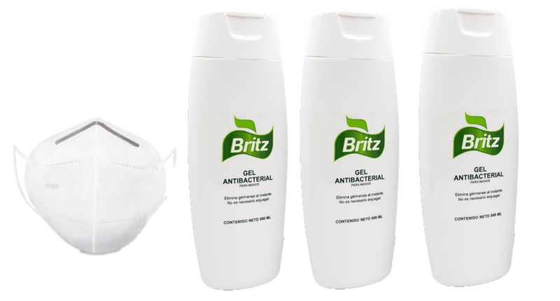 3 Pack Gel Antibacterial 1.2 Litros y 1 Cubrebocas N95 Regalo con Envío Gratis