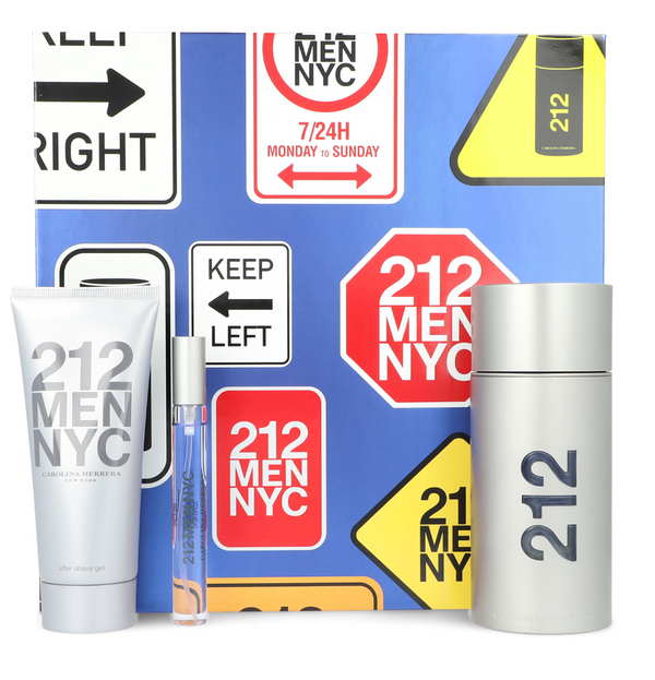 Set de Regalo con 3 Piezas  212 Men 100 ml EDT Carolina Herrera